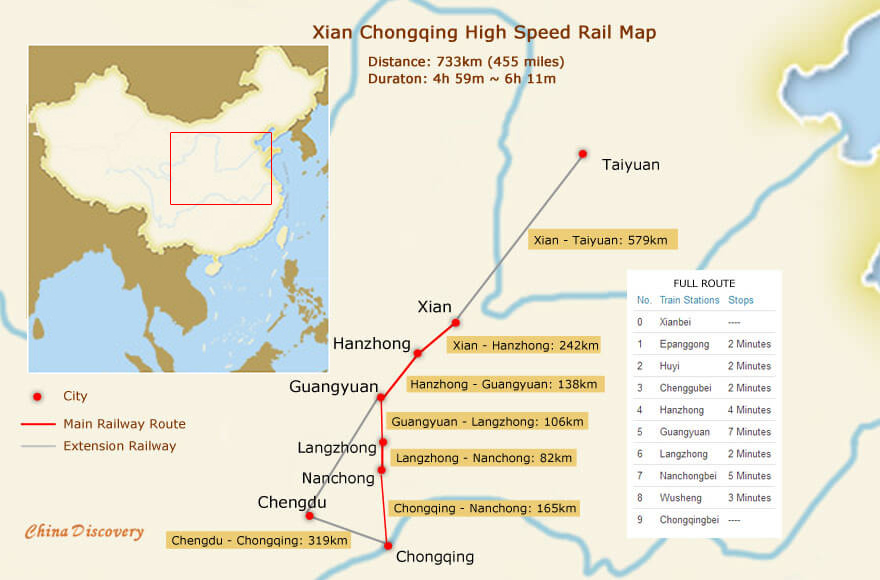 Xian Chongqing High Speed Railway Map