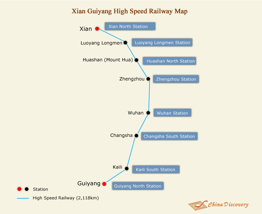 Xian Guiyang High Speed Railway Map