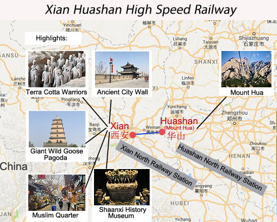 Xian Huashan High Speed Railway Map