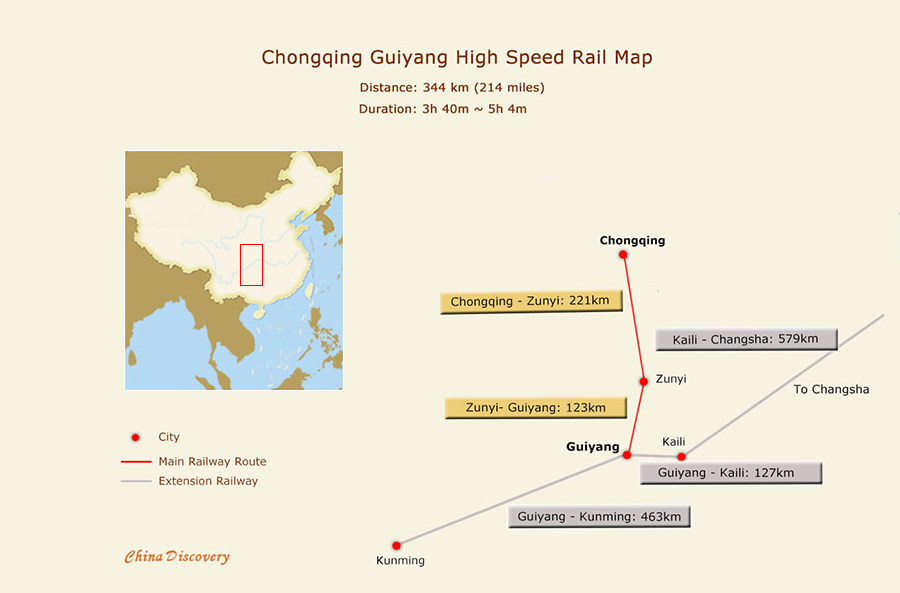 Chongqing Guiyang High Speed Train Route Map