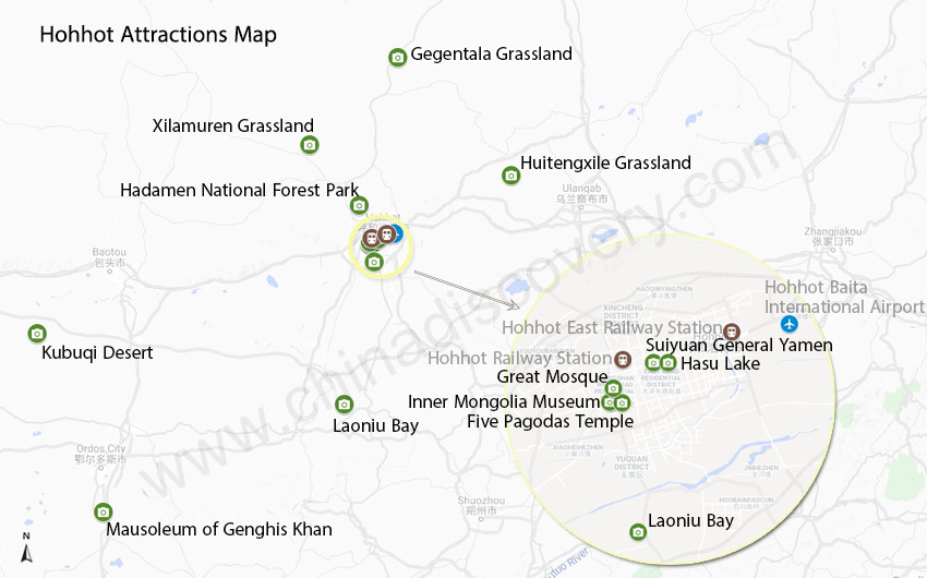 Hohhot Attractions Map