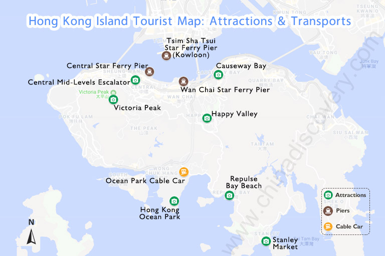 Hong Kong Island Tourist Map