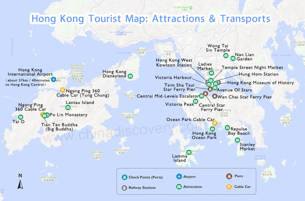 hong kong tourist spot map