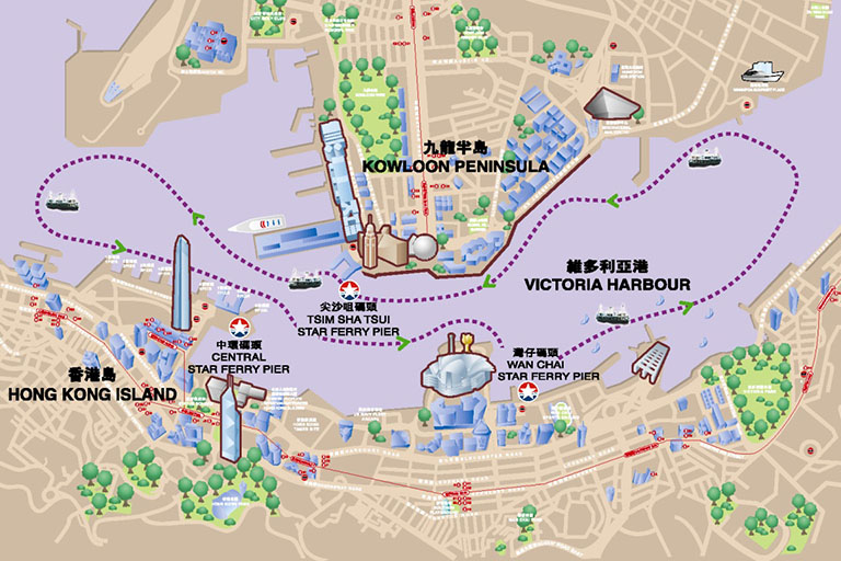 Hong Kong Ferry Map (Star Ferry Piers & Routes)