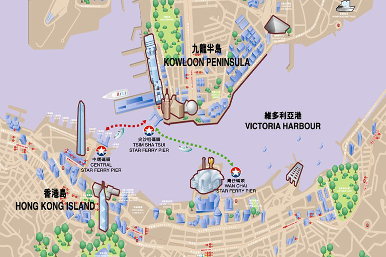 Hong Kong Ferry Map (Star Ferry Piers & Routes)