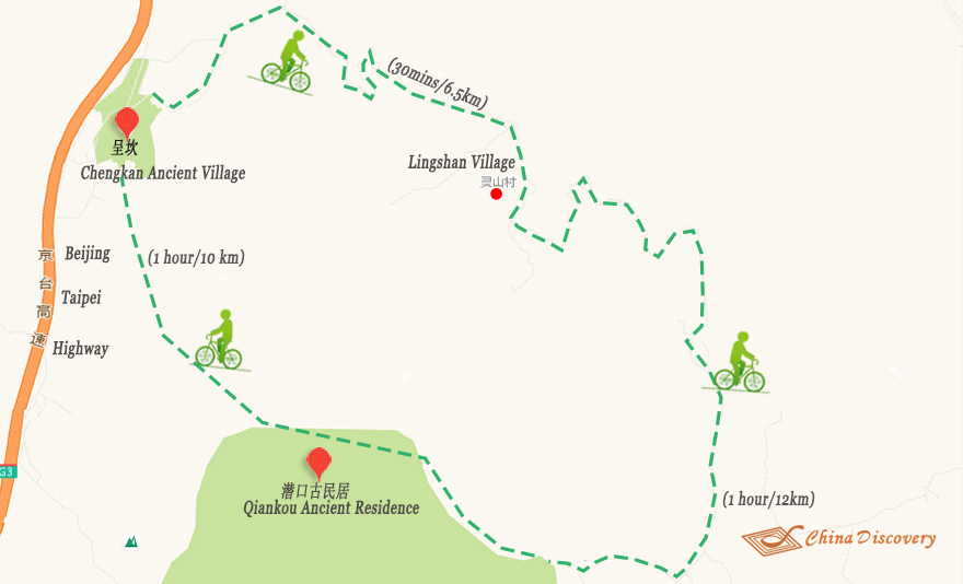 Chengkan Lingshan Qiankou Biking Map Huangshan Biking Tour