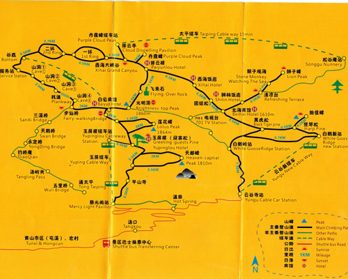Huangshan/Yellow Mountain Tourist Map