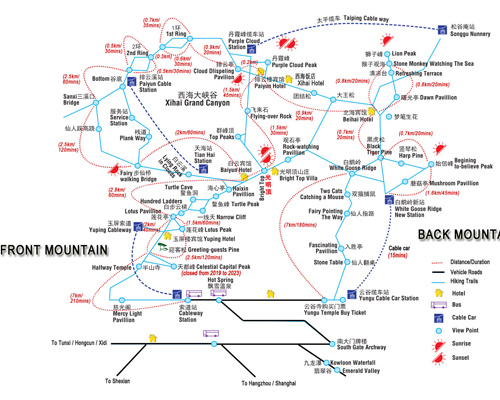 Huangshan/Yellow Mountain Trekking Map