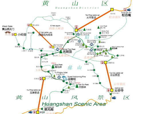 Huangshan/Yellow Mountain Cable Map