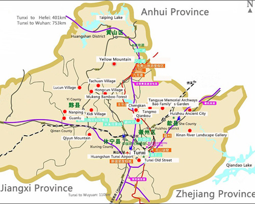 Huangshan Attraction Map