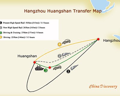 Hangzhou to Huangshan Map