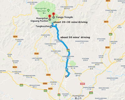 Huangshan North to Mt Huangshan Map