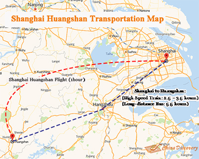 Shanghai to Huangshan Transportation Map