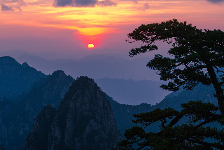 Huangshan Yellow Mountain Sunrise in Summer