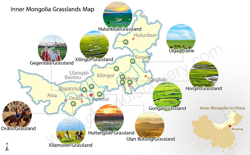 China Inner Mongolia Grassland Map