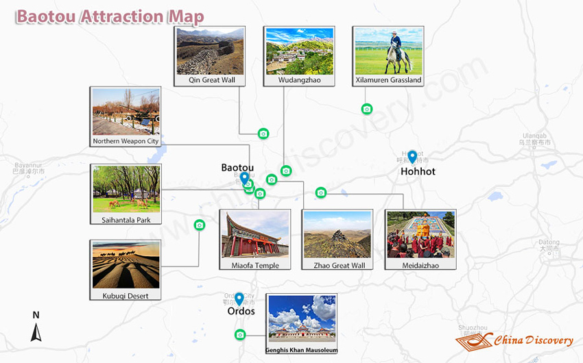 Baotou Tourist Attractions Map