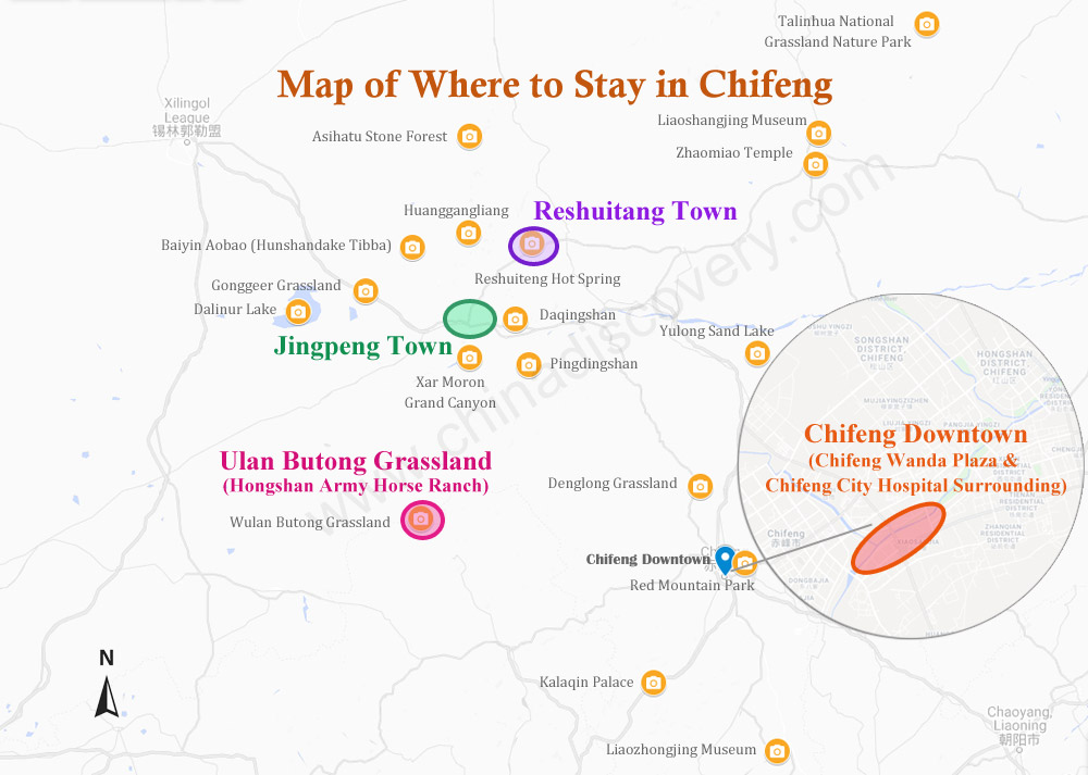 Map of Top Places to Stay in Chifeng Chifeng Hotels
