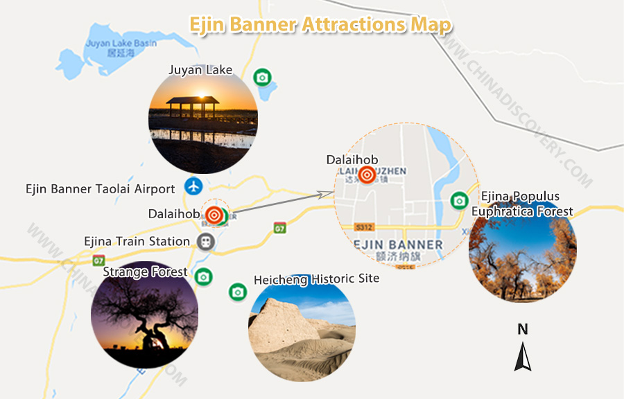 Ejin Banner Tourist Attractions Map