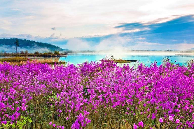 Azalea Lake in Spring Arxan UNESCO Global Geopark