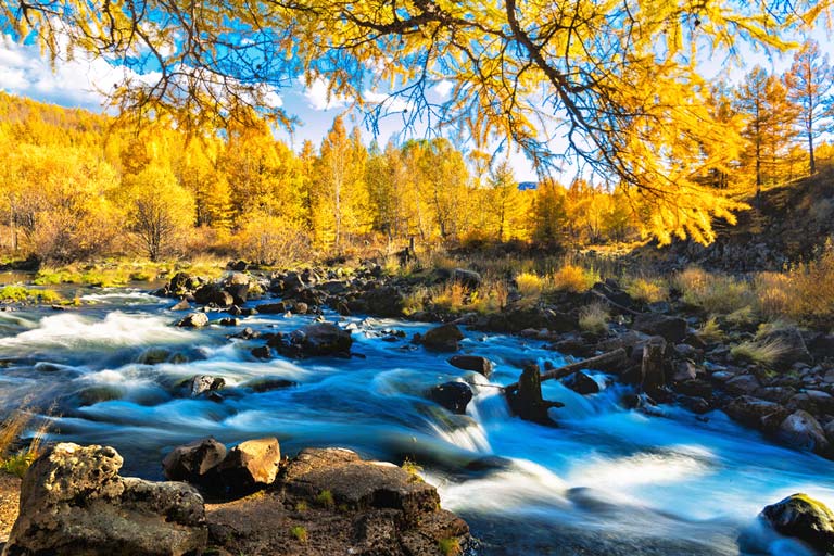 Santang Gorge in Autumn Arxan UNESCO Global Geopark