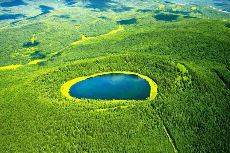 Panoromic View of Arxan Tianchi Lake Arxan UNESCO Global Geopark