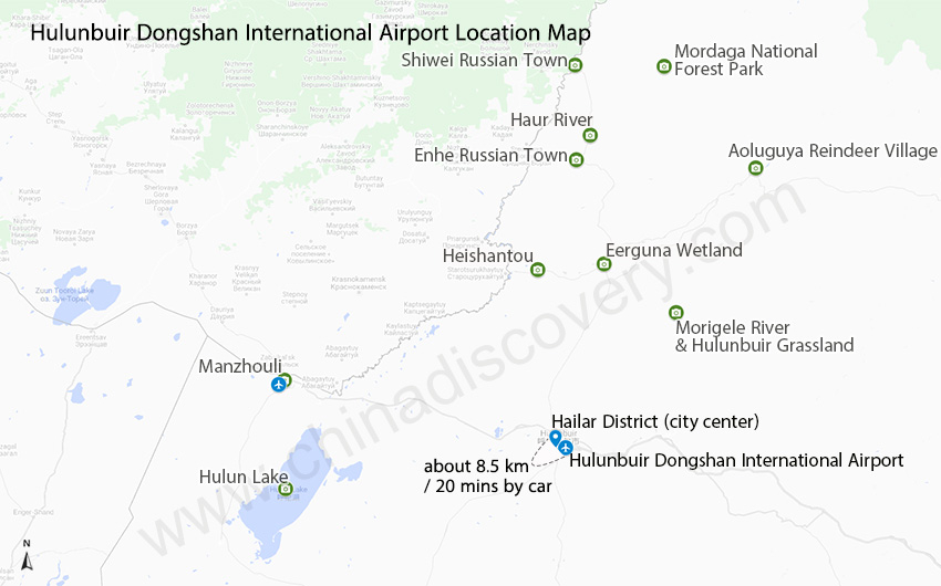 Hulunbuir Dongshan International Airport Location Map