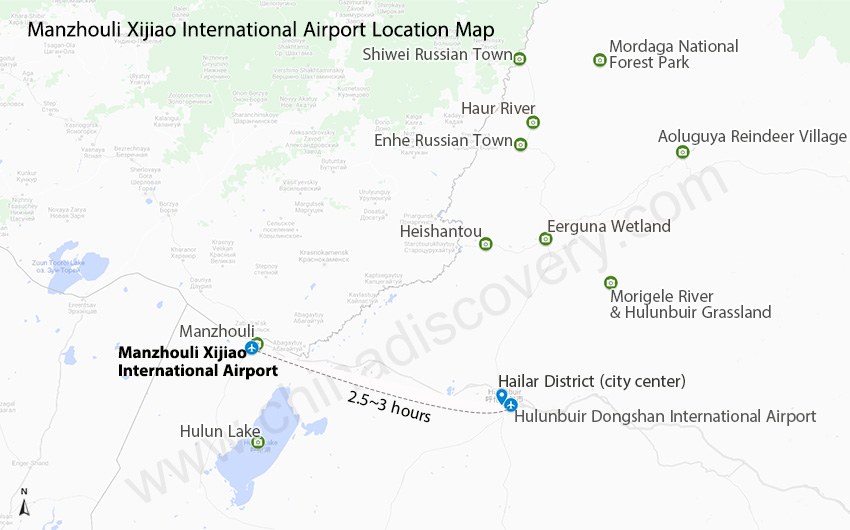 Manzhouli Xijiao International Airport Location Map