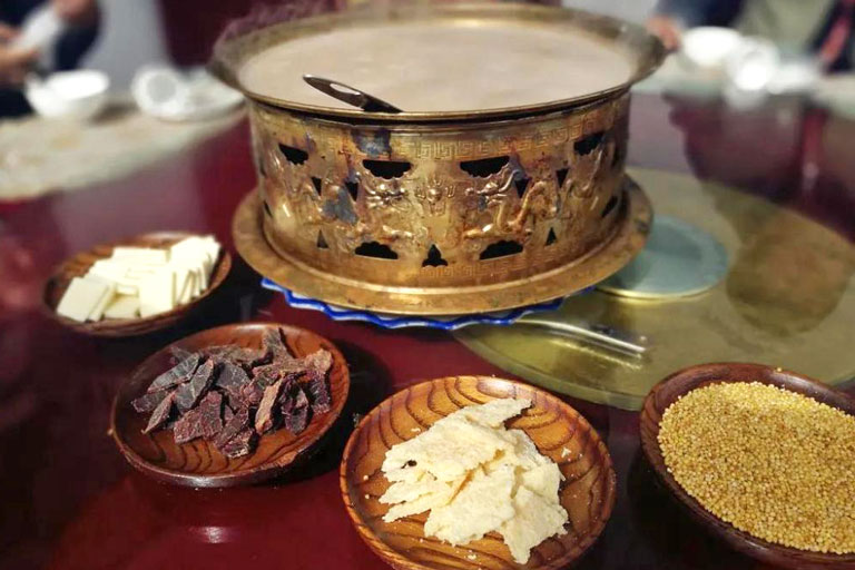 Mongolian Milk Tea with Dairy Snacks Inner Mongolia Food