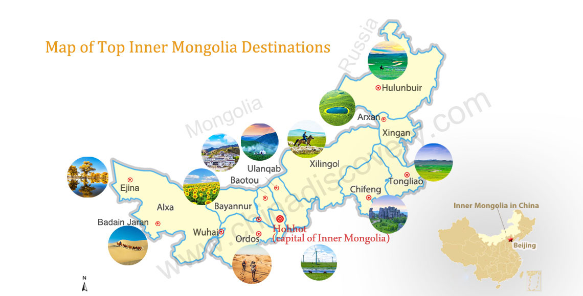 Inner Mongolia Destinations Map