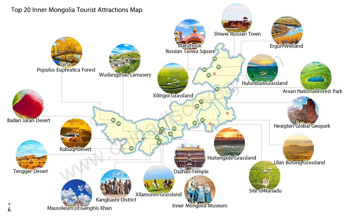 Hohhot Inner Mongolia Attractions Map