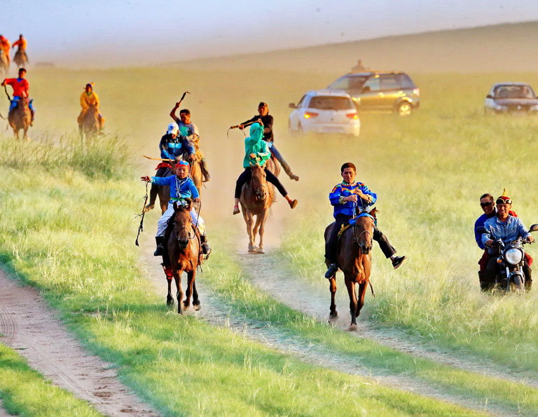 Naadam Festival Horse Riding Competition at Hulunbuir Grassland