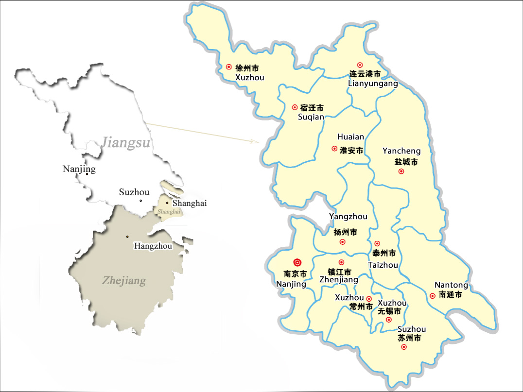 Jiangsu Yangtze River Delta Map