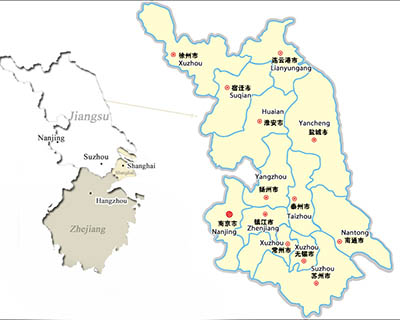 Jiangsu Yangtze River Delta Map