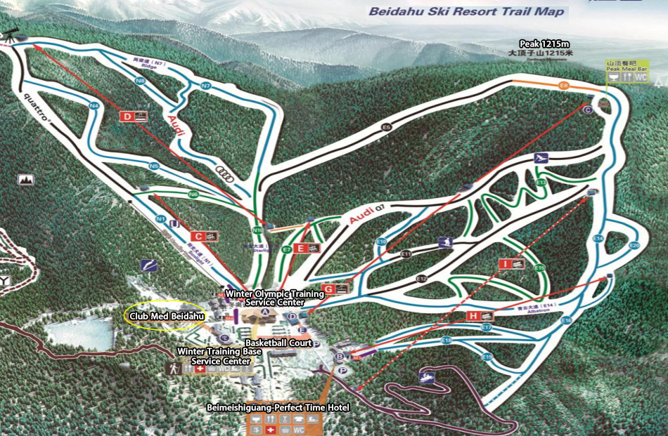 Beidahu Ski Resort Trail Map