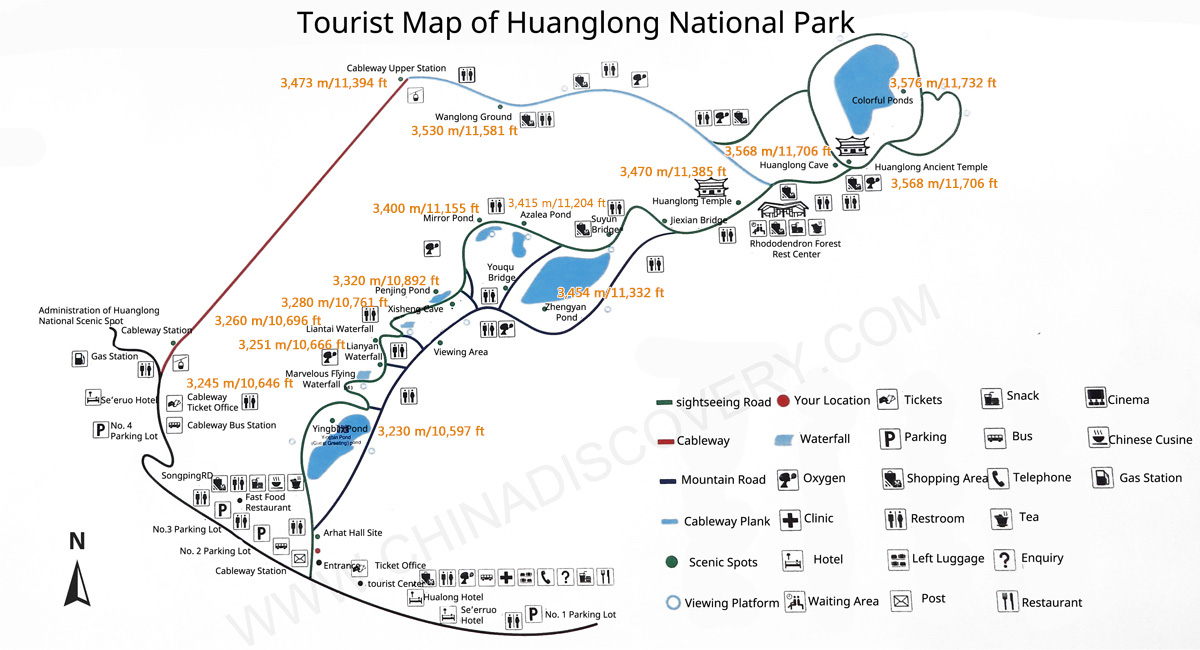 Huanglong Altitudes Map Jiuzhaigou Altitude and Huanglong Altitude