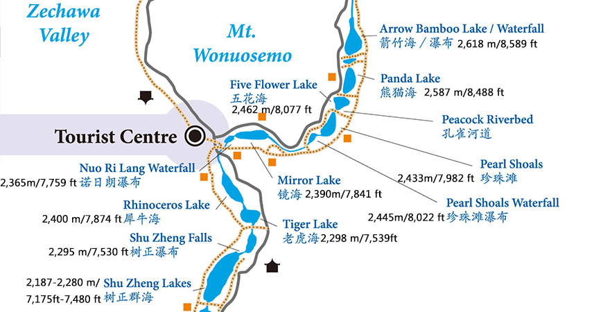 Jiuzhaigou Altitudes Map Jiuzhaigou Altitude and Huanglong Altitude