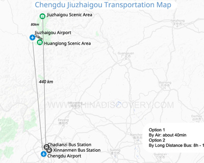 Chengdu to Jiuzhaigou Transportation Map