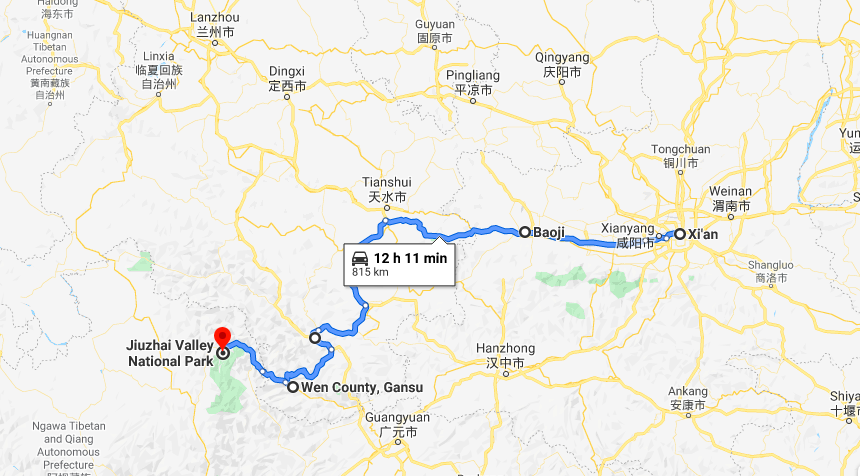 Driving 
to Jiuzhaigou
