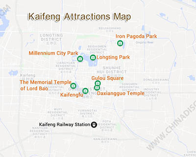 Kaifeng Attractions map