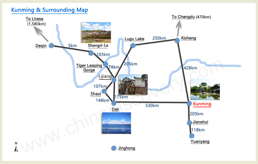 Kunming & Surrounding Distance Map