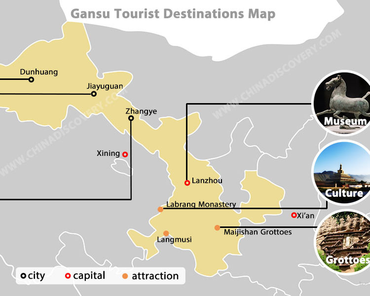 Lanzhou Gansu Tourist Map