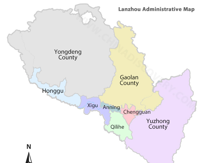 Lanzhou Administrative Map