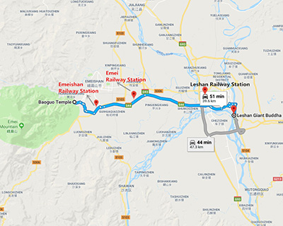 Leshan to Mount Emei Transportation Map