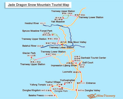 Map of Jade Dragon Snow Mountain