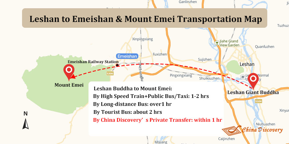 Leshan to Emeishan Transportation Map