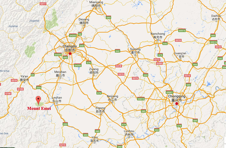 Mount Emei Location Map