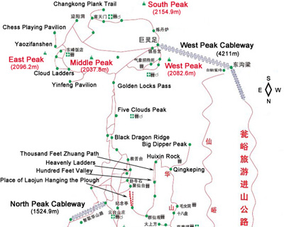 Mount Hua Attractions Map