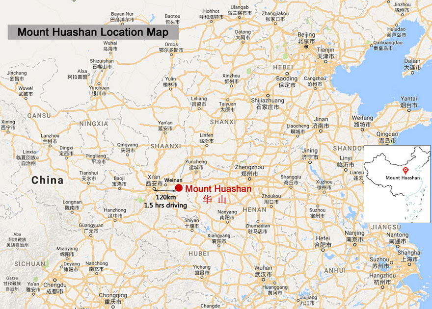 Huashan Map - Xian to Huashan