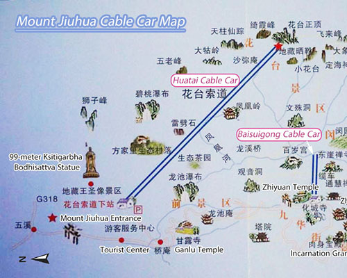 Mount Jiuhua Cable Car Map