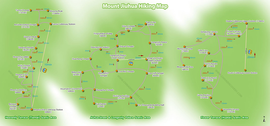 Mount Jiuhua Hiking Map
